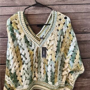 EXPRESS Open Stitch V-Neck Banded
Bottom SoHo Sweater NWT SZ MED